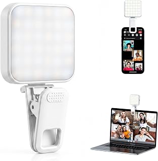 Portable Selfie Light for iPhone: Rechargeable Phone Fill Lights, Ring Light for Camera Picture, Makeup Photo, Video Conferences, Laptop Use, Zoom Meetings, TikTok, Vlog Photography