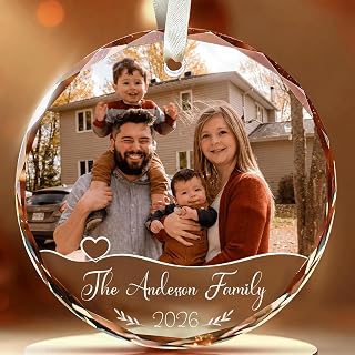 Personalized Family Glass Ornament - Personalized Christmas Ornament with Name, Photo, Date - Perfect Keepsake Gift for Family