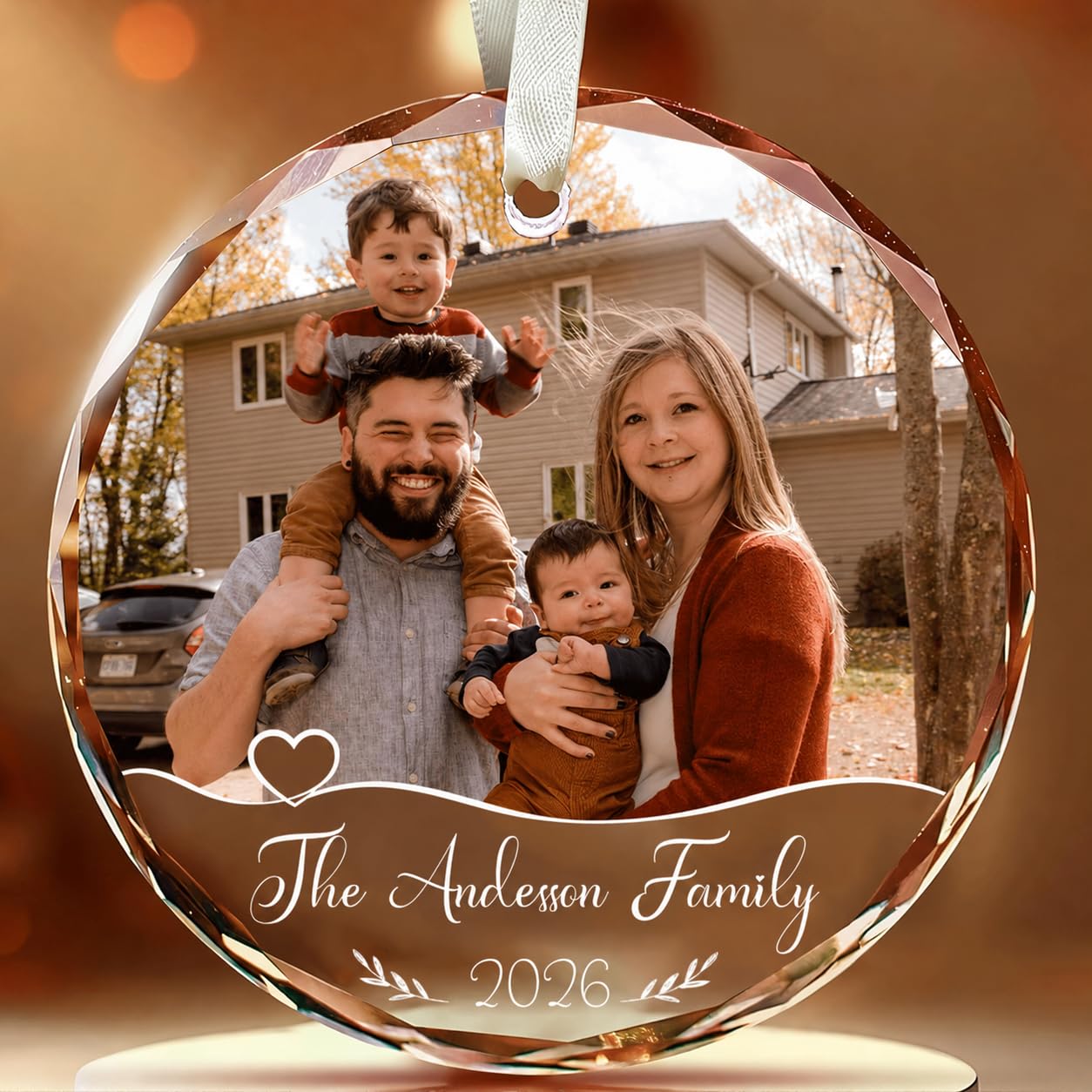 Personalized Family Glass Ornament - Personalized Christmas Ornament with Name, 