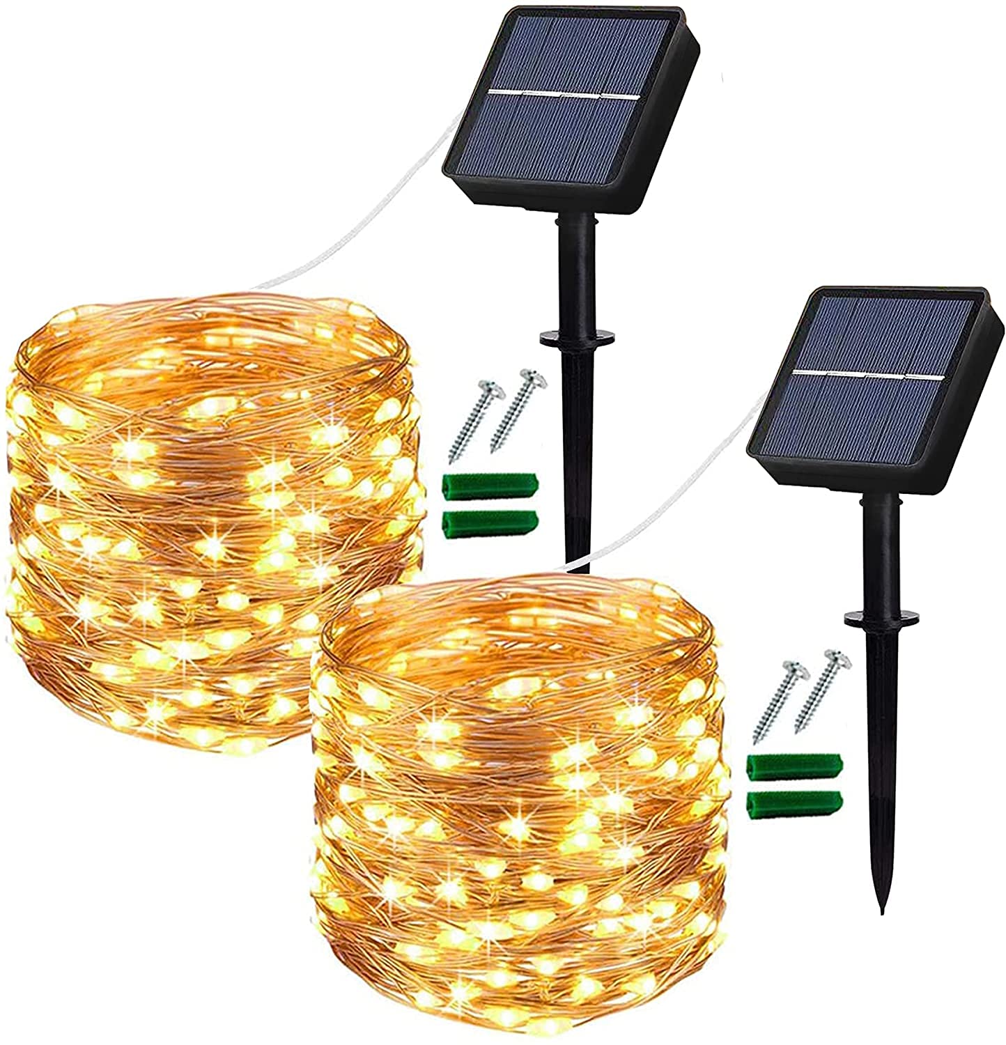 Lezonic Solar String Lights, 2Pack Total 240 LED/80FT Solar Garden Lights | 8 Mo