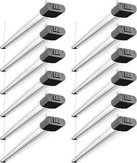 BBOUNDER 12Pack 4FT LED Shop Light, Reflector, 6500K Linkable, 40W=250W ETL | 4400LM, Surface or Hanging Mount, 48 Inch Utility Super Bright Shop Lights for Garage Workshop Car Detailing & DIYers, Black