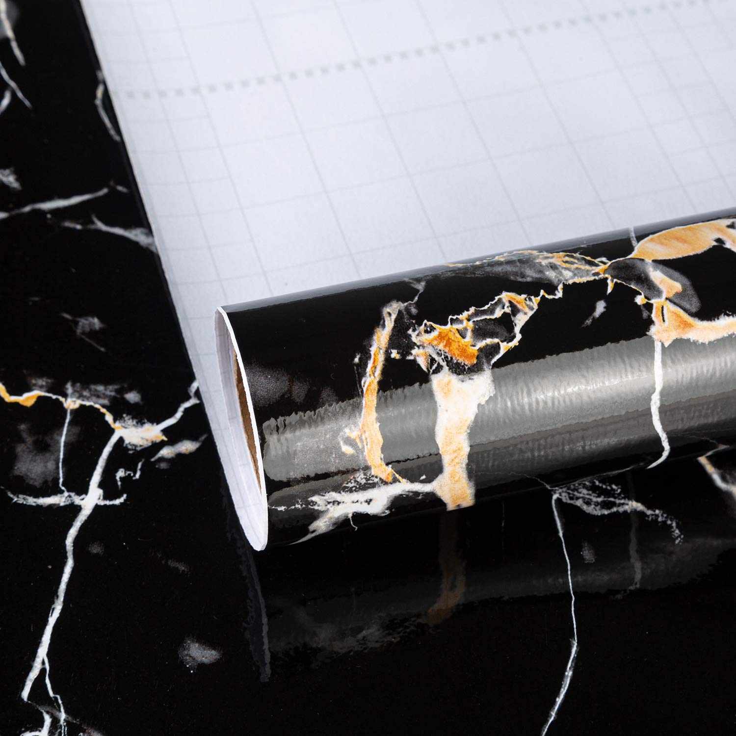 TOTIO Black Marble Wallpaper Sticker Remake Sheet, Marble Sheet, Marble Sticker,