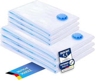 SilverRack Vakuumbeutel für Kleidung [6 Stück] in (3x 40x60 cm / 3x 50x70 cm) - BPA Frei INKL. ETIKETTEN - Vakuumierbeutel für Kleidung wiederverwendbar u. platzsparend - 6er Vakuum Kleiderbeutel