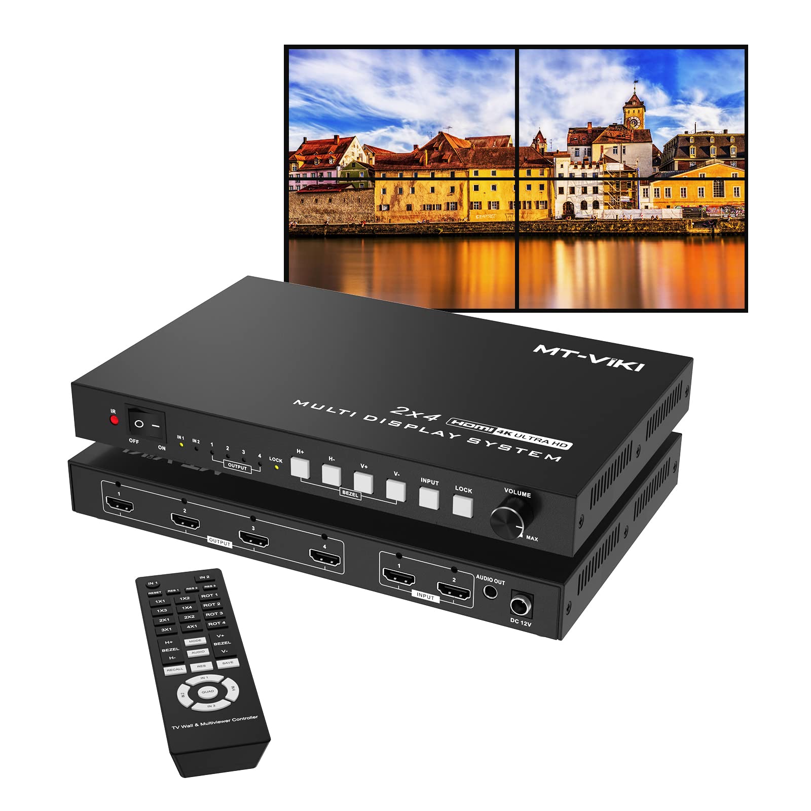 MT-VIKI 4K Video Wall Controller 2X2 with 2 HDMI Input+ 4 HDMI Output, TV Wall C