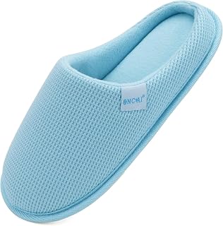 ONCAI Women's House Slippers, Cushion Memory Foam Waffle Upper Home Comfortable Warm Winter Cozy Soft Lightweight Indoor Best House Shoes Non-slip Rubber Sole US Size 5-11