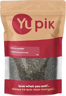 Yupik Raw Black Chia Seeds, 1 kg Resealable Pouch | Non-GMO, Vegan | Gluten Free seeds, a natural source of fibre easy to add to puddings, overnight oats, smoothies and baking.
