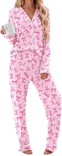 Ekouaer Conjunto de pijama de algodón para mujer, de manga larga