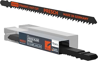 Presch Jigsaw blades Wood 10 pcs. (Fast, straight, extra long) - Rapid, straight edges (5-120mm) - Durable T-shank edges for all jigsaws - Perfect for wood for chipboard, softwood and more