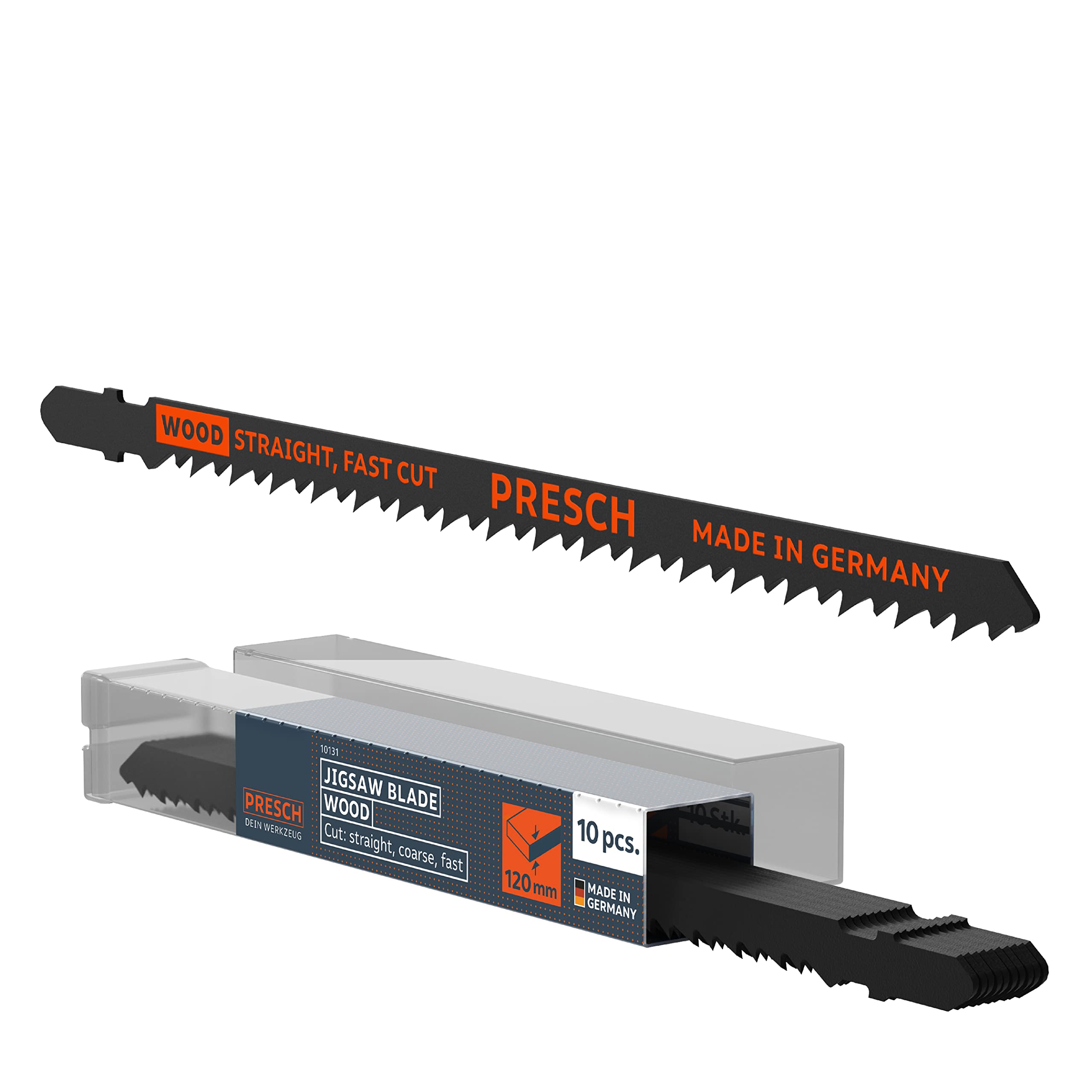 Presch Jigsaw blades Wood 10 pcs. (Fast, straight, extra long) - Rapid, straight