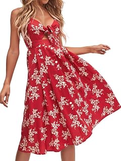 FANCYINN Dresses Women Summer Casual Party Midi Leg Bandage Floral Dresses Women, Navy Floral Print