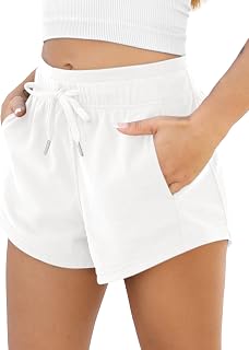 ODODOS Women's Sweat Shorts with Pockets Cotton French Terry Drawstring Summer Workout Casual Lounge Shorts