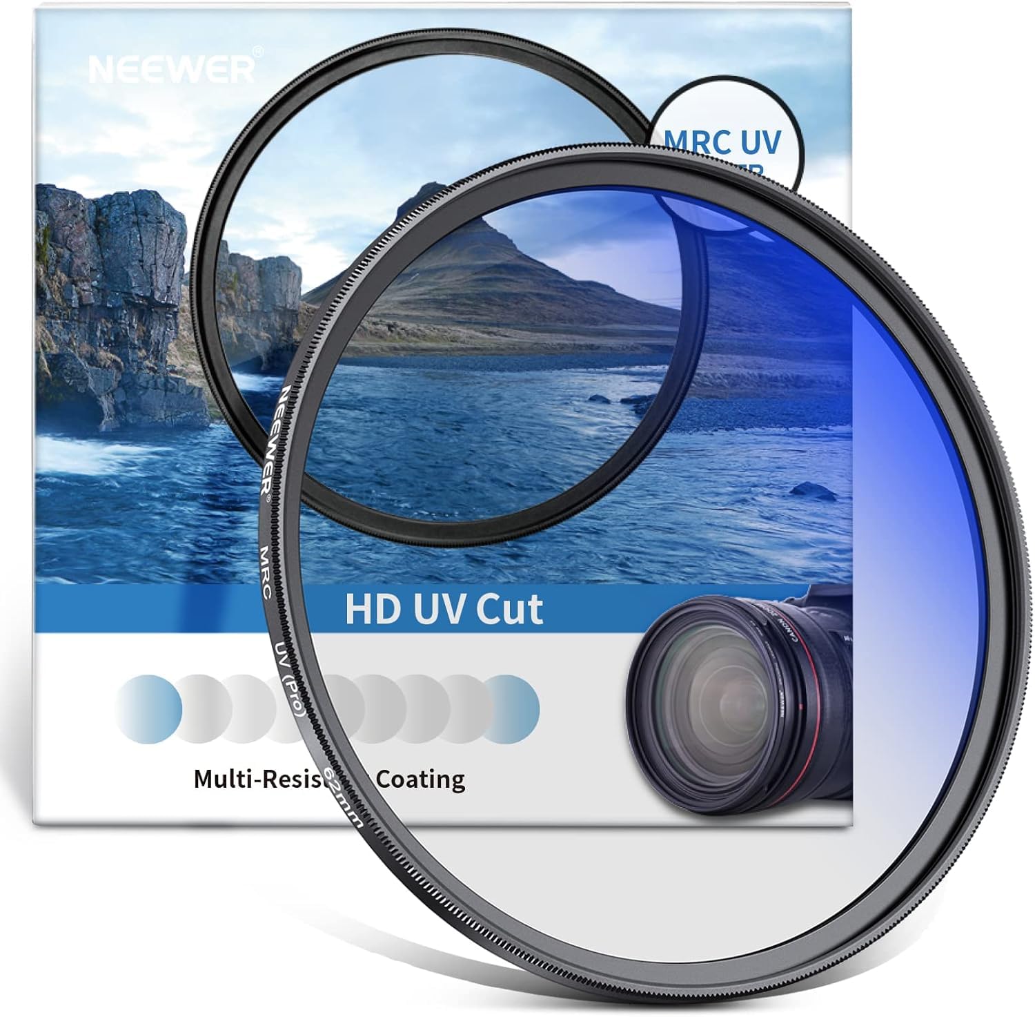 NEEWER 62mm MRC UV Protection Filter, 30 Multiple Layers Coated/High Definition/