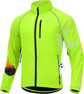 Bikewa Men's Winter Cycling Jackets Thermal Warm Water Resistant Bike Running Windproof Jacket