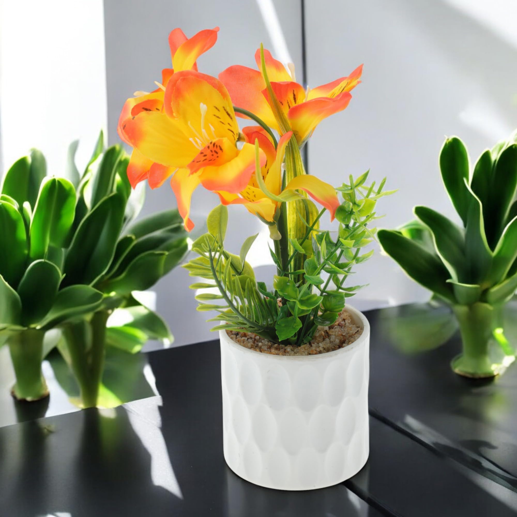 Generic 1 Pcs Artificial Plants Five-Headed Daffodil Bonsai Plastic Orange Yello