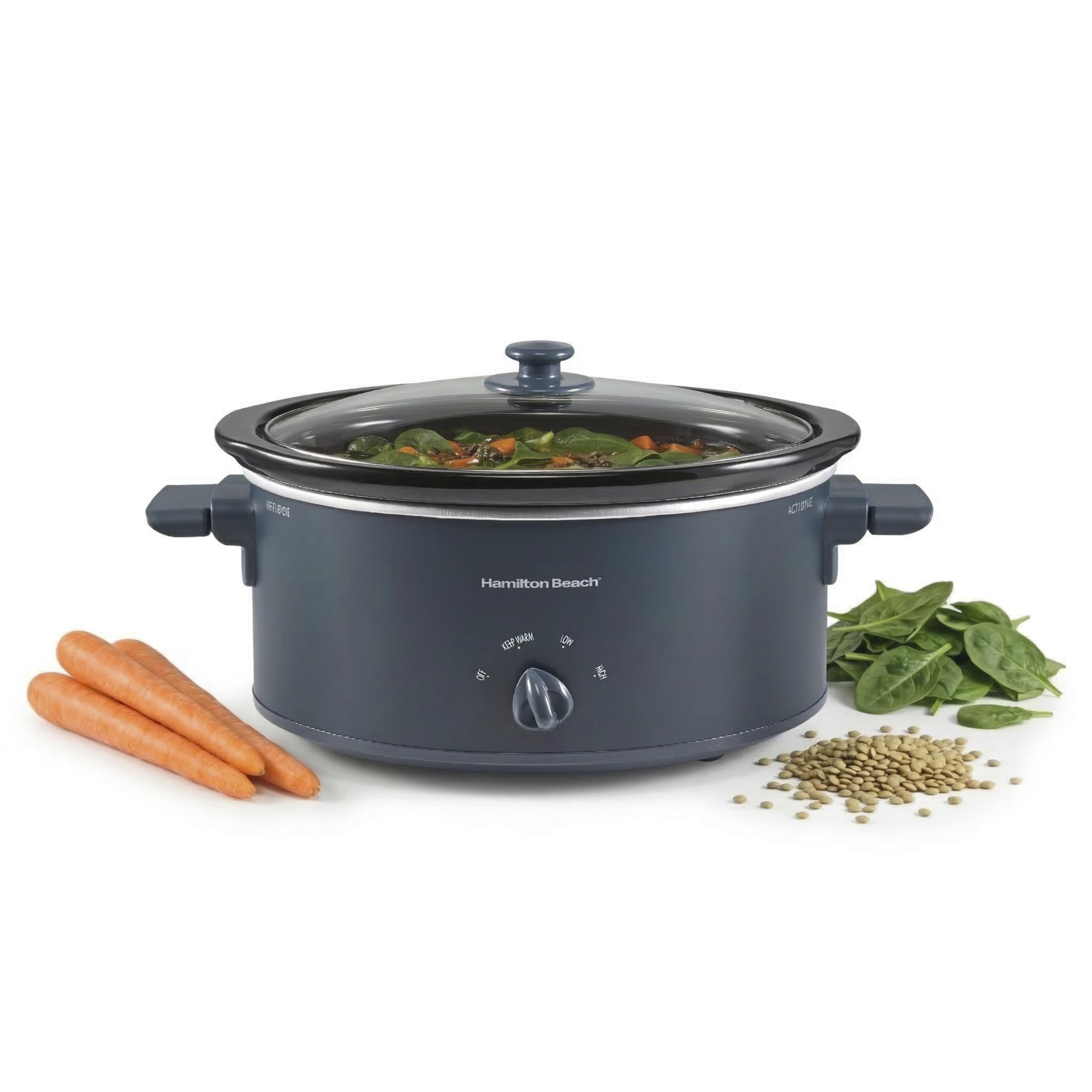 Hamilton Beach 6 Quart Slow Cooker With Space-Saving Folding Handles | 3 Heat Se