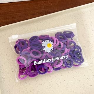 100 Pieces Hair Bands for Women, Pretty No Damage Elastic Ponytail Holders for Girls with Thick Thin Hair (Purple)