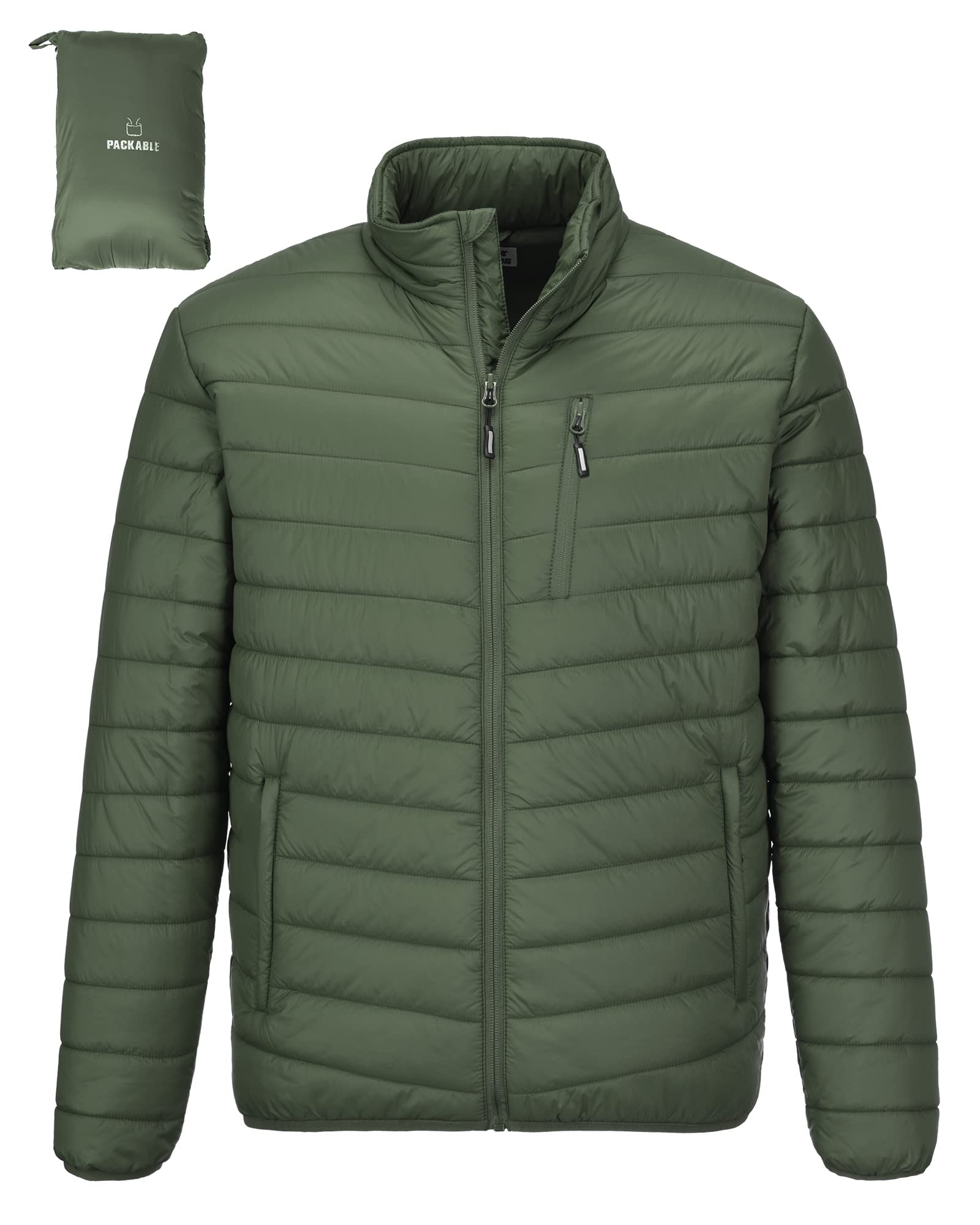 Outdoor Ventures Men's Winter Quilted Jacket Lightweight Packable Puffer Jacket 