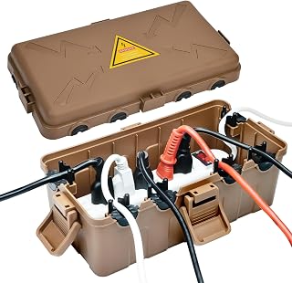 Hrensaw Outdoor Electric Box Medium (25 x 14 x 11.8 cm) Weatherproof Connection Housing with 6 Cable Inlets, IP54 Waterproof Extension Cable Sheath