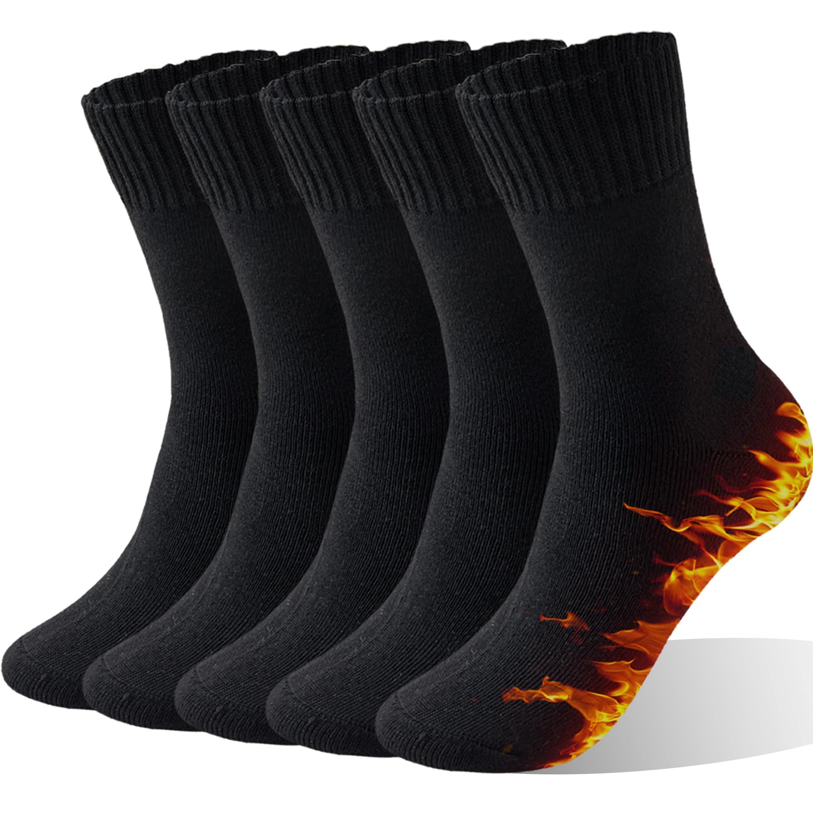 VoJoPi 5 Pairs Thermal Mens Socks Warm Wool Winter Thick Crew Socks for Men