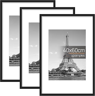 upsimples 3 Pack 40x60 Frame, Black 40x60cm Picture Frames, Wall Hanging Photo Frame