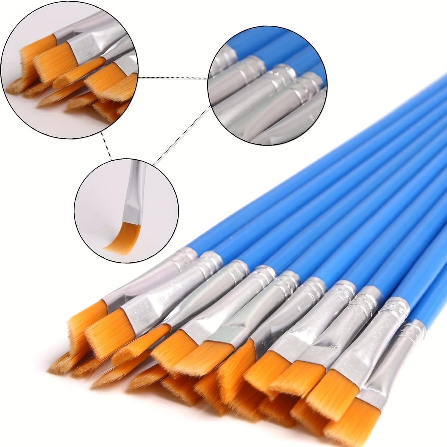 10Pcs Acrylic Paint Brushes Set for Watercolor, Gouache, Oil and Acrylic, Nylon 