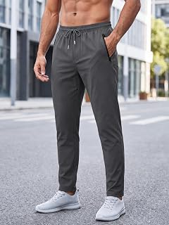 Men's Casual Athletic Pants Stretch Waist Lightweight Comfortable with Pockets