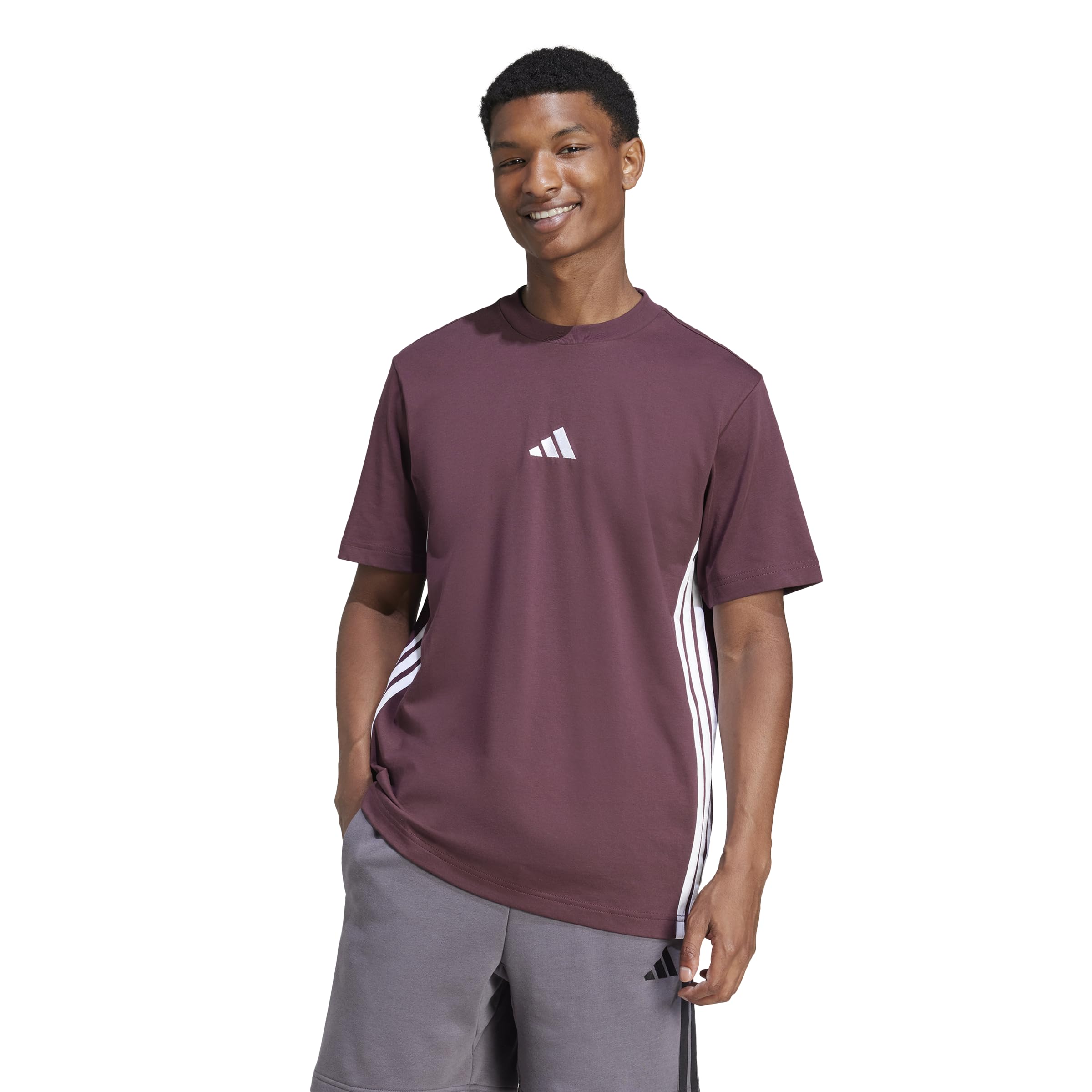 Adidas Men's Essential Three Stripes Single Jersey Tee