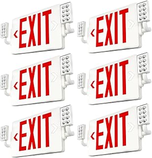 Freelicht 6 Pack Commercial Double-Sided Exit Sign with Adjustable Heads | UL924 Listed,Adjustable LED Heads,Wall/Ceiling Mount,Hardwired 120/277V AC,90 Min Backup,Flame Retardant