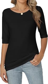 Women's Half Sleeve T-Shirt Round Neck Elegant Basic Top Lightweight Summer Blouses Spring T-Shirt