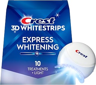 Crest 3D Whitestrips Express Whitening + Whitening Light At-home Teeth Whitening Kit, 10 Treatments + Light, 16 Levels Whiter