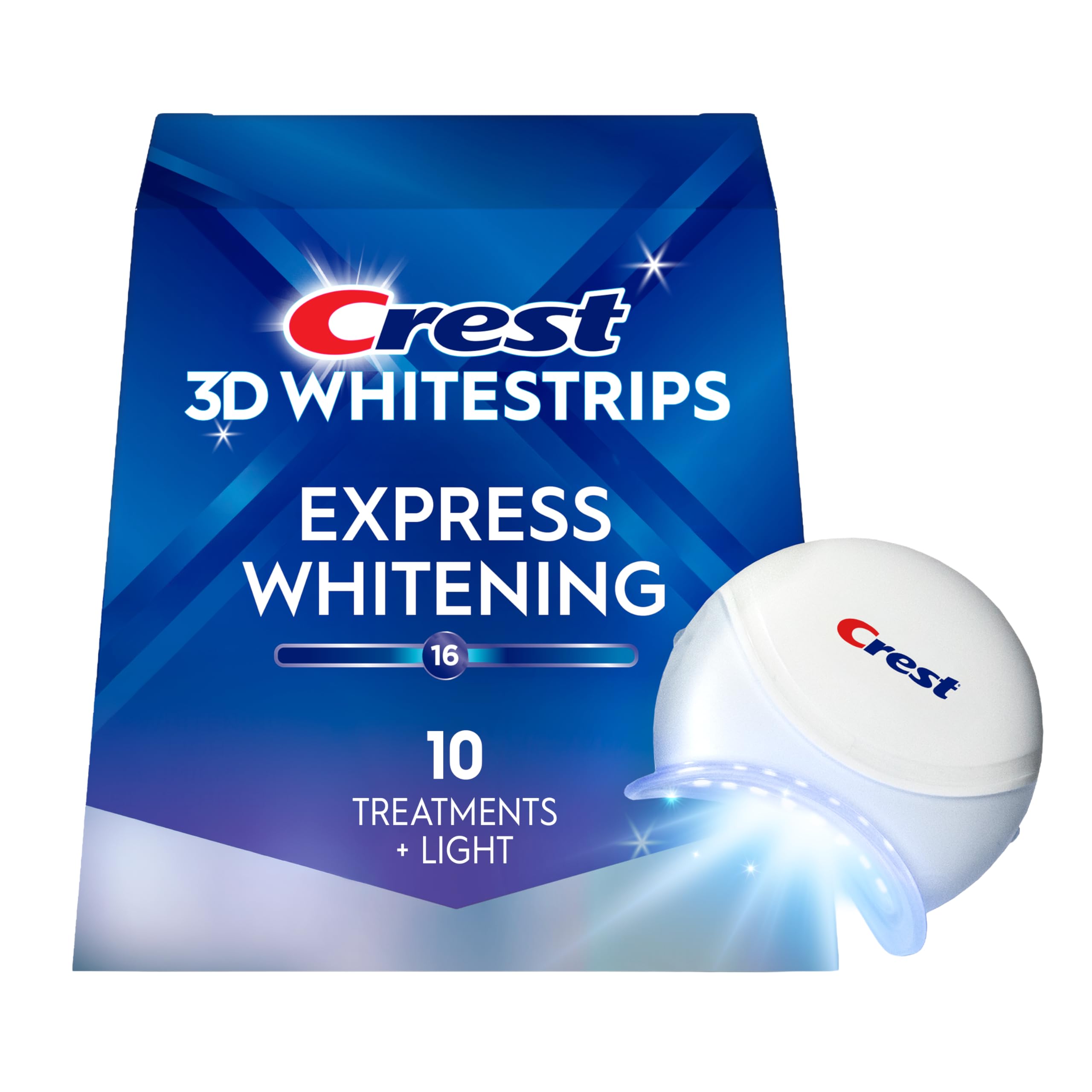 Crest 3D Whitestrips Express Whitening + Whitening Light At-home Teeth Whitening