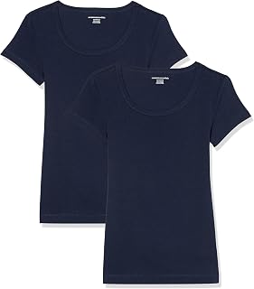 Amazon Essentials Women's Slim-Fit Cap-Sleeve Scoop Neck T-Shirt, Pack of 2