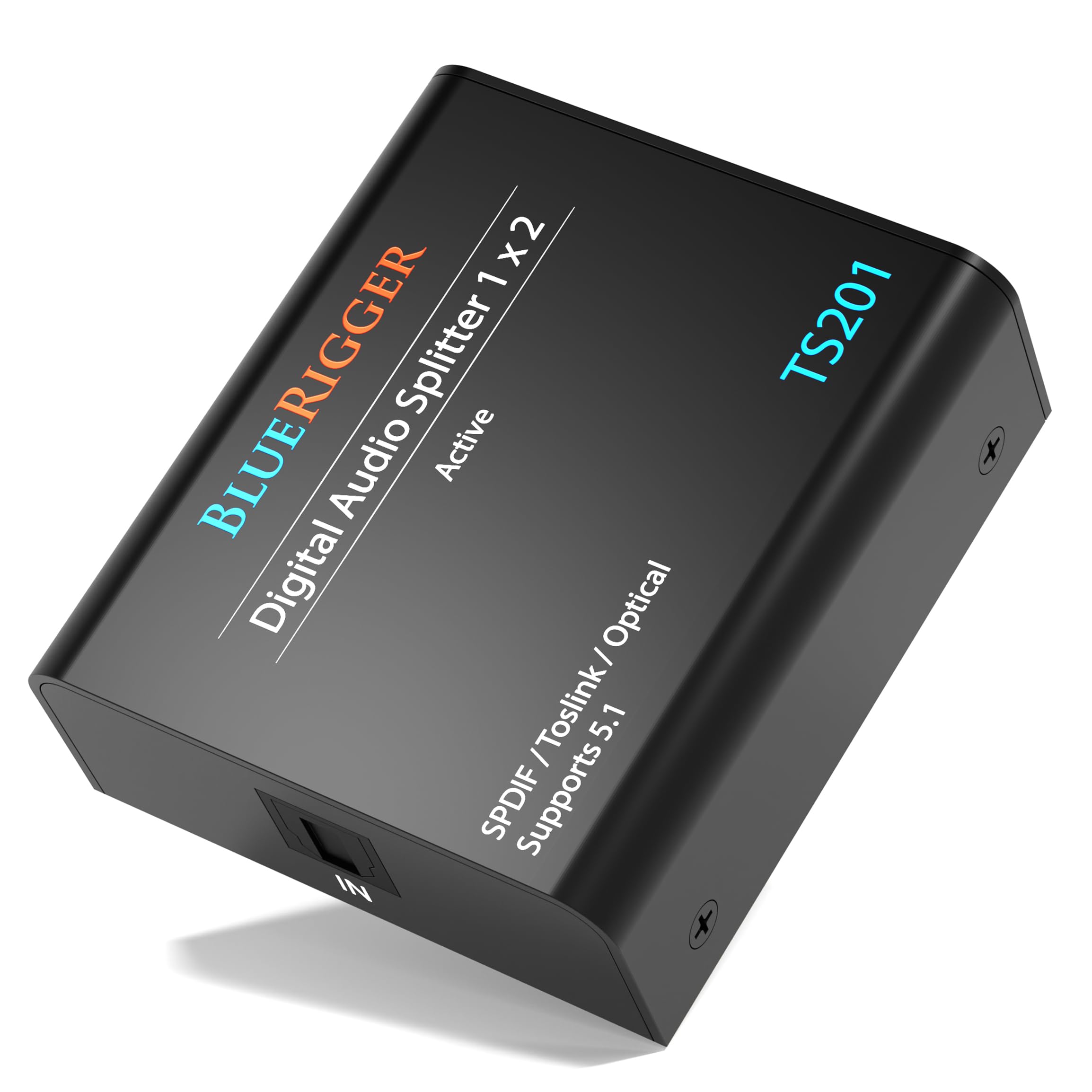 BlueRigger Digital Optical Audio Splitter (1x2 Active Toslink Splitter) | Powere