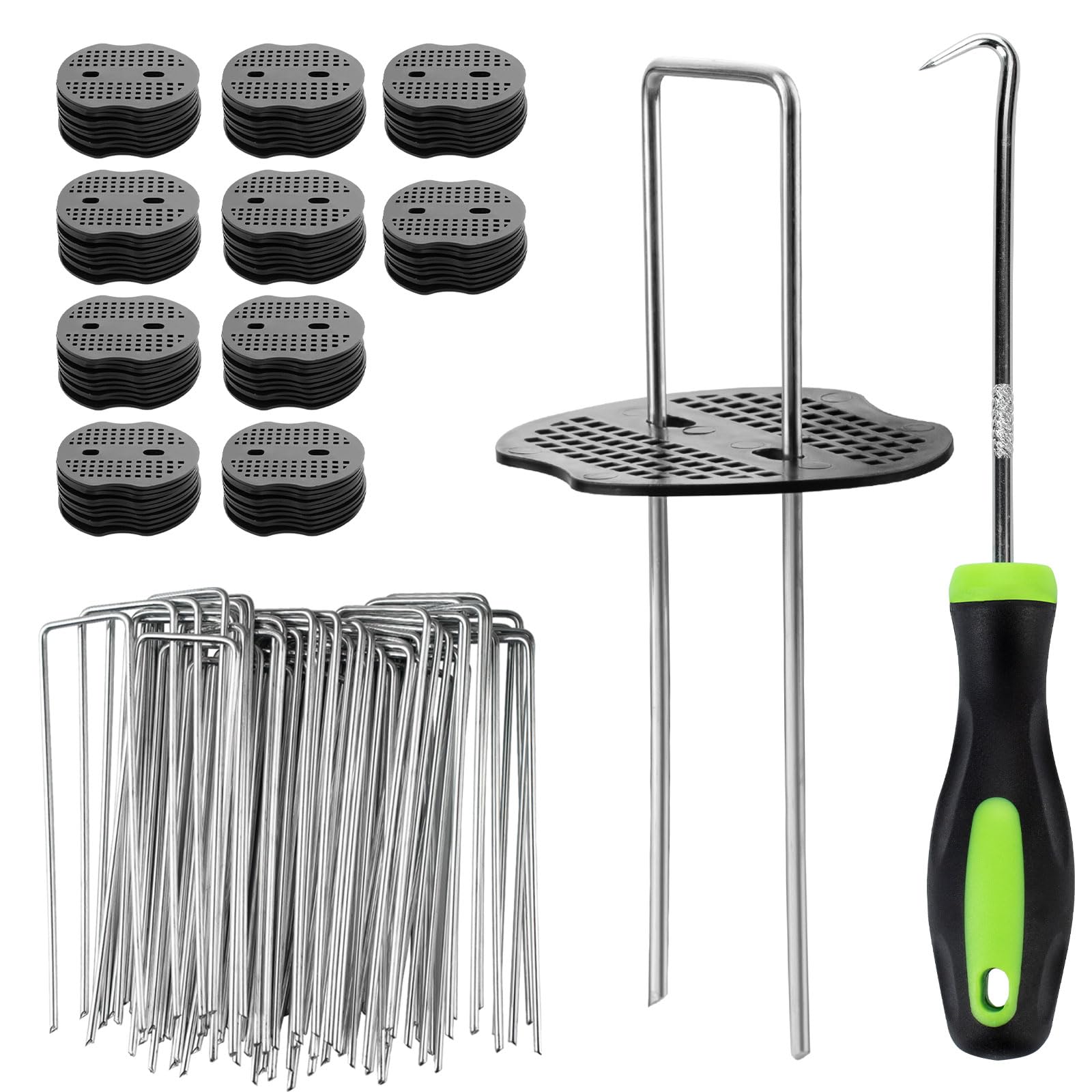 Velway 100 Piquets de Jardin avec 100 Rondelles - Piquets de Fixation en Acier G