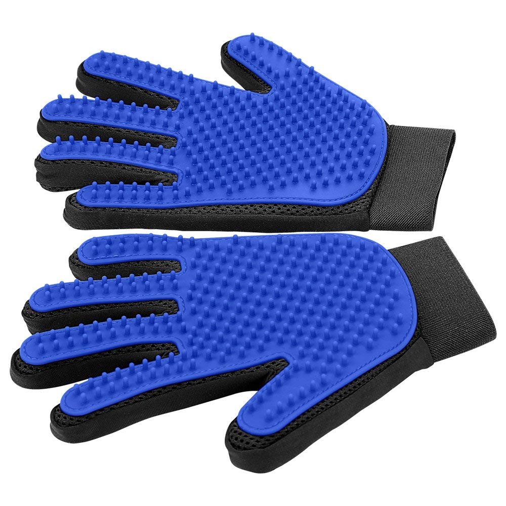 Pet Hair Removal Glove with 255 Silicone Tips for Dogs & Cats, 1 Pair Blue | 2-i