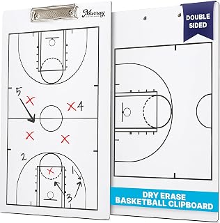 Murray Sporting Goods Dry Erase Coaches Clipboard | Double-Sided Dry Erase White Board