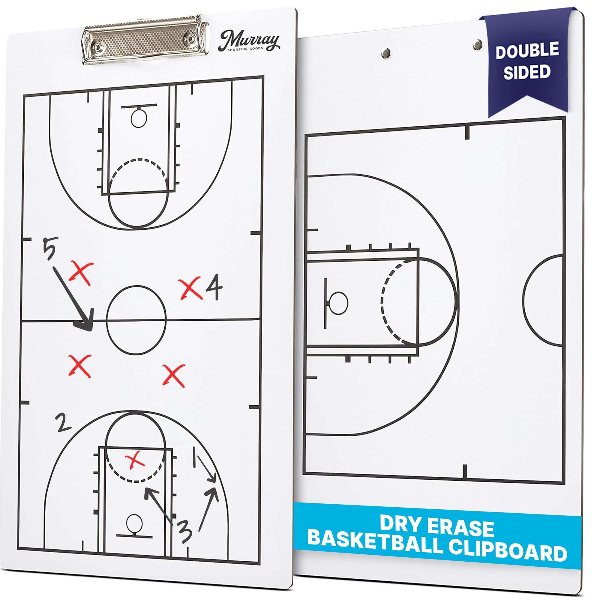Murray Sporting Goods Dry Erase Coaches Clipboard | Double-Sided Dry Erase White