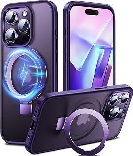 Chicfun 3-in-1 [Magnetic+KickStand+Ring Holder] Compatible with MagSafe, for iPhone 15 Pro Case with Stand Military Shockproof Protective Magnetic.for iPhone 15 Pro Case,Purple