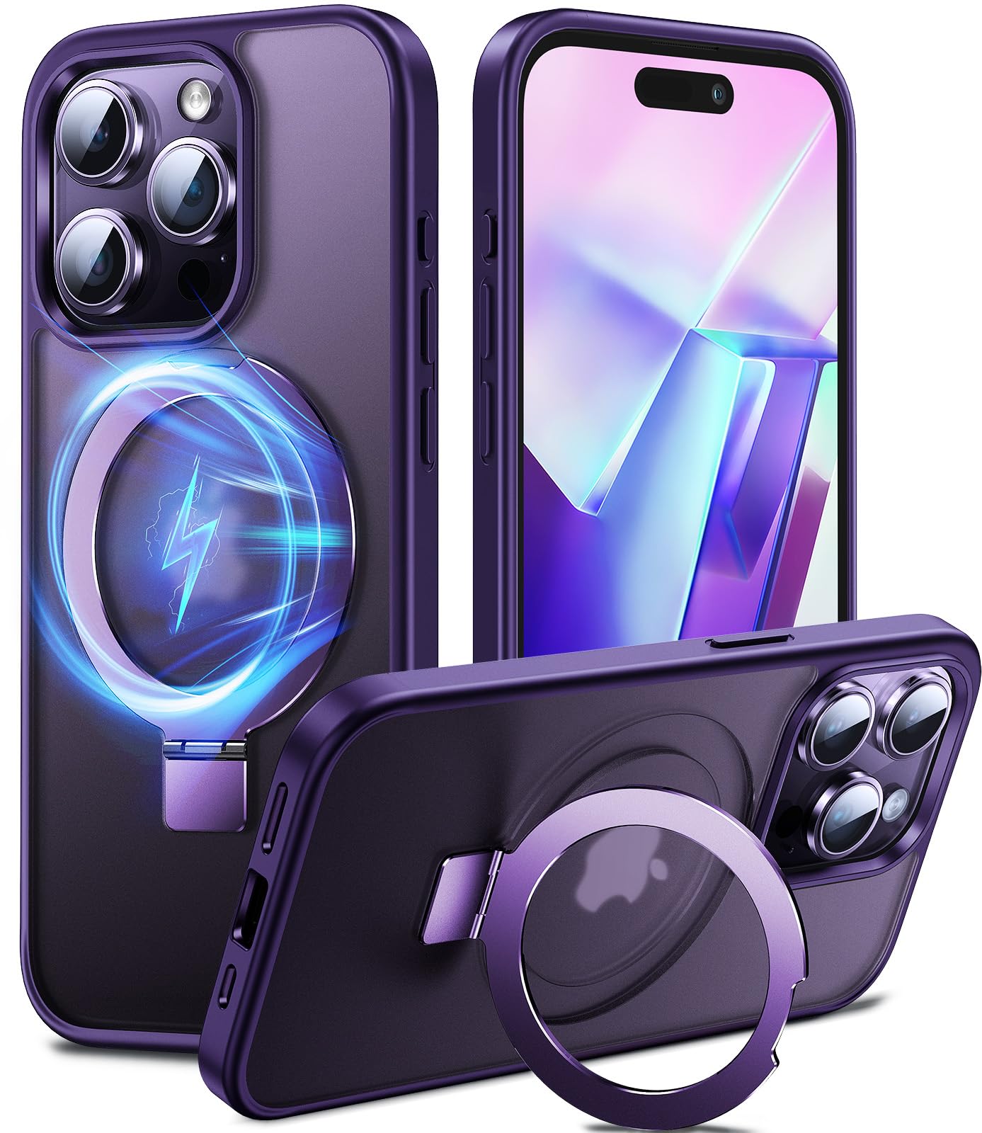 Chicfun 3-in-1 [Magnetic+KickStand+Ring Holder] Compatible with MagSafe, for iPh