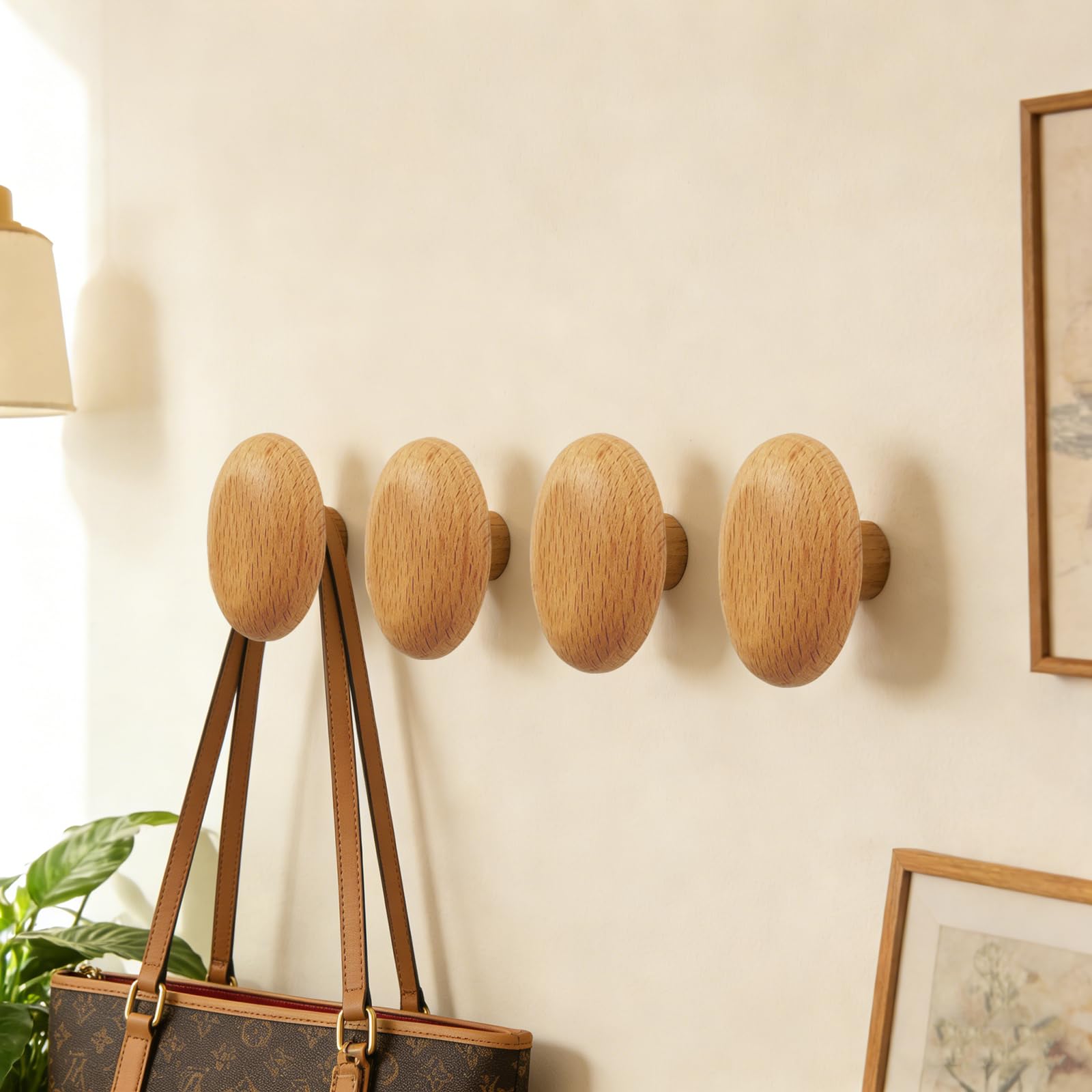 4PC Wall-Mounted Coat Hook, Punch-Free Door & Cabinet Hanger, Pebble Shape Handm