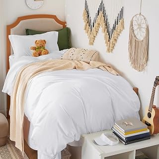 Bedsure Duvet Cover Twin/Twin XL Size - Prewashed Cotton-Like Extra Soft Bedding Set, Includes 1 Twin Duvet Cover 68x90 Inches with Zipper Closure & 1 Pillow Sham, White, No Comforter