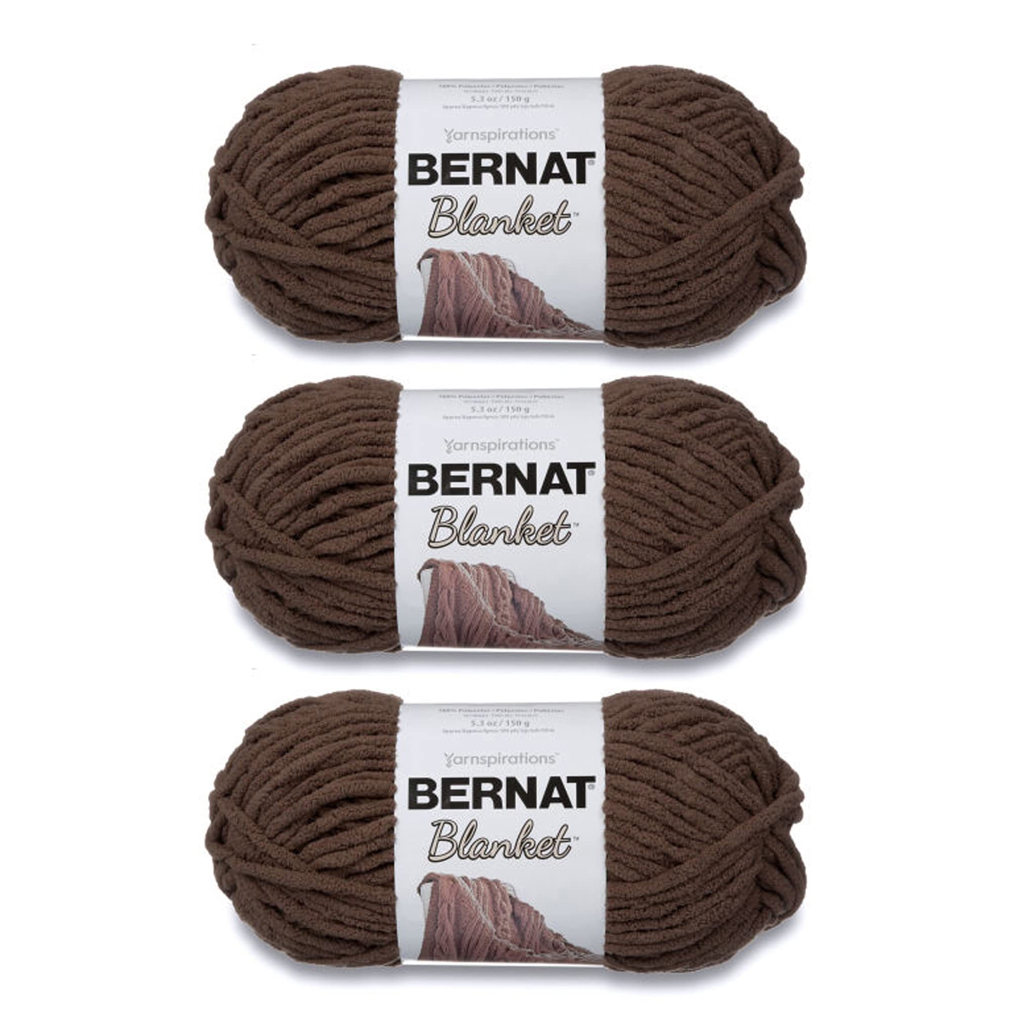 Bernat Blanket Yarn Super Bulky Soft Chenille Yarn, Taupe, 3-Pack | #6 Super Bul