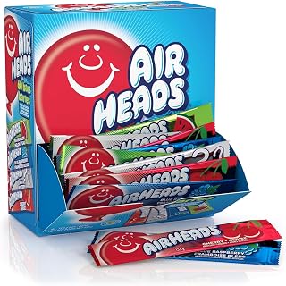 Airheads Full-Size Candy Bars, Assorted Taffy Variety Pack, 60 Count Box | Individually Wrapped Bulk Candy, Assorted Fruit Flavors, Artificially Flavored