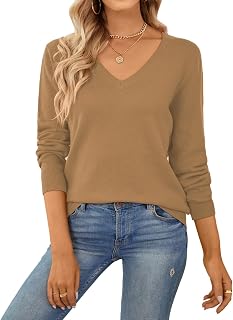QUALFORT Women's Sweater 100% Cotton Soft Knit Pullover Jumper