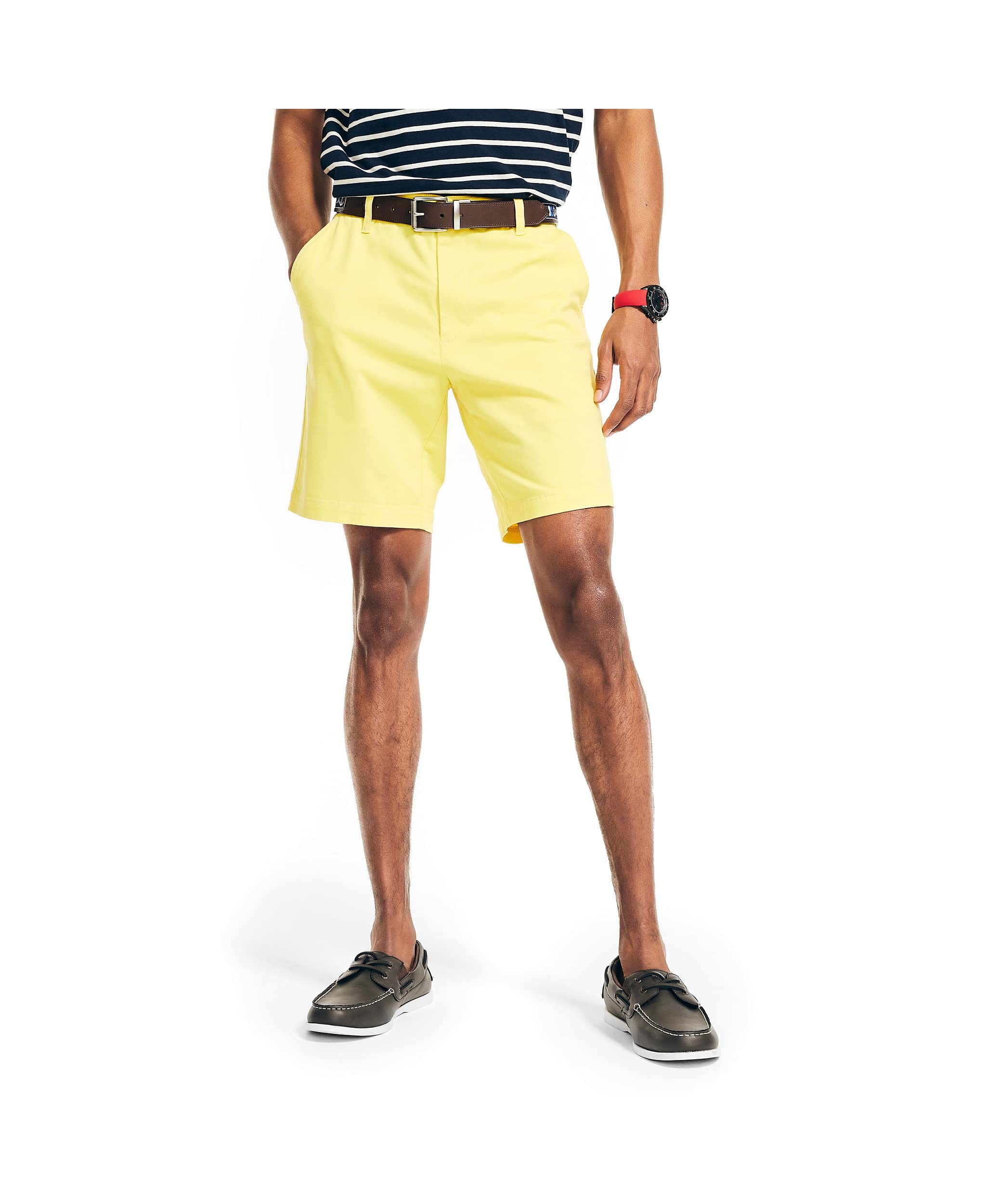 Nautica - 8.5 Inch Classic Flat Fit Stretch Cotton Deck Shorts, Men's Casual Sho