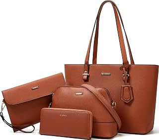 Set of 4 Women Fashion PU Leather Handbags Shoulder Bag Top Handle