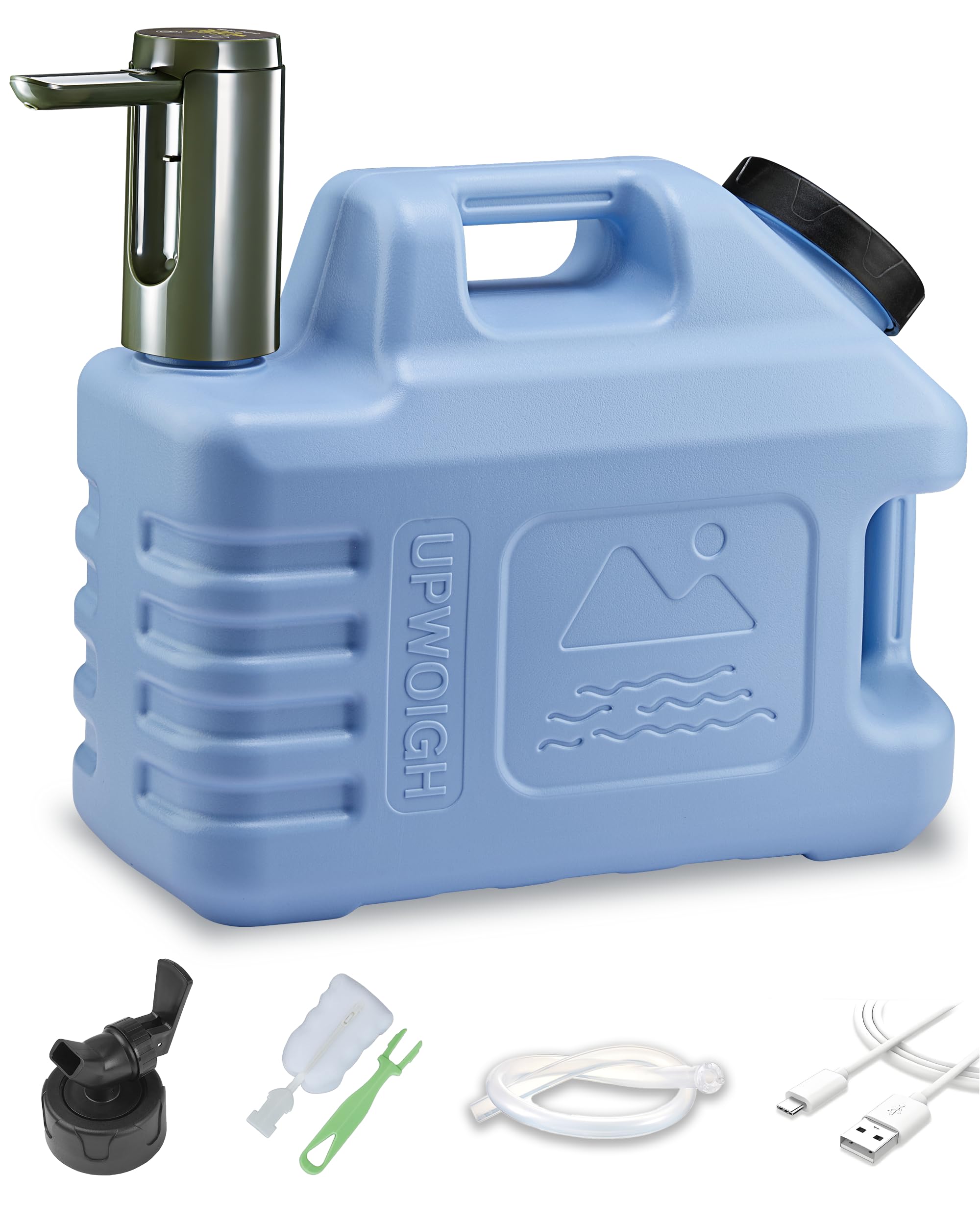 UPWOIGH 5 Gallon (18.9 L) Water Jug with Rechargeable Pump, Powder Blue