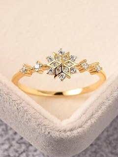1 Pcs Elegant Snowflake Thin Ring for Women Sterling Silver Glamorous Birthday Gift for Women