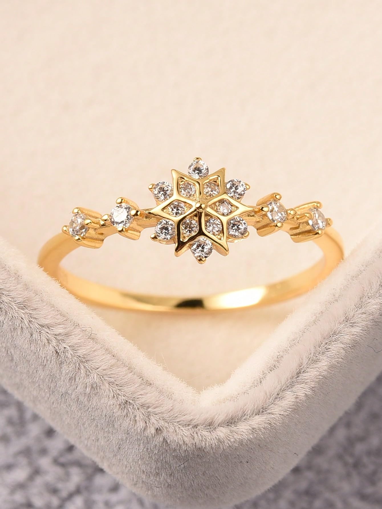 1 Pcs Elegant Snowflake Thin Ring for Women Sterling Silver Glamorous Birthday G