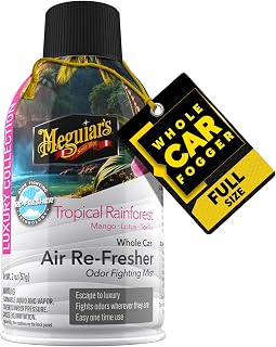 Meguiar's Car Air Refresher Odor Fighting Mist, Tropical Rainforest, 2 Oz | Long-Lasting Car Air Freshener ,Fights Strong & Unwanted Smells Renewing Interiors with a Luxurious & Refreshing Scent